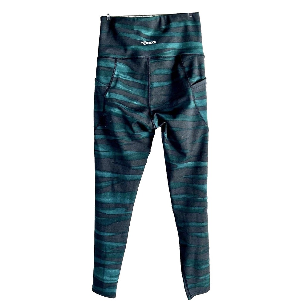 TKO Tiger Stripe Women's Leggings Teal Green Black‎  M